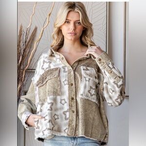 Oli & Hali Star Patterned Jacket - Cream and Tan